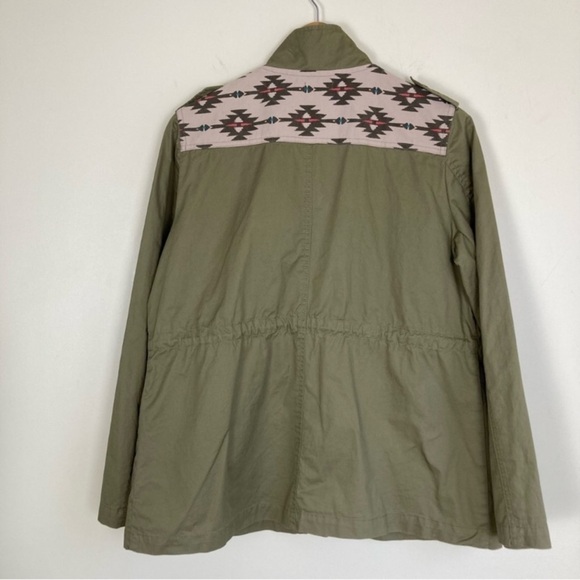 Earthbound Trading Khaki Green Utility Jacket Western Aztec Southwest Print Sz S - Picture 11 of 16